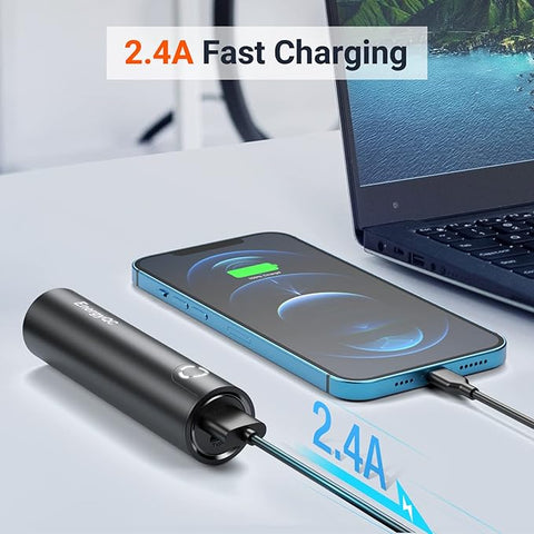 Fast Charging Portable Charger 5000mAh,External Battery Power Bank with 5V/2.4A Output and USB-C Input(Recharge Only), Battery Pack Compatible with iPhone,Samsung Galaxy and More-Black