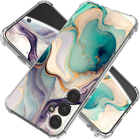 for Samsung Galaxy S24 Plus Case [Marble Slim]+[Anti-Drop Shockproof Protective] Soft TPU Women Stylish Phone Covers 6.7 Inch (Alpine Lake)