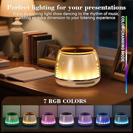 Bluetooth Speaker with 360° Rotation and RGB Lights – Dual Speakers for Music & Display, 2600mAh Battery, Portable Bluetooth Speaker 5.2, Button Controls, USB-C Charging, Multifunctional Use