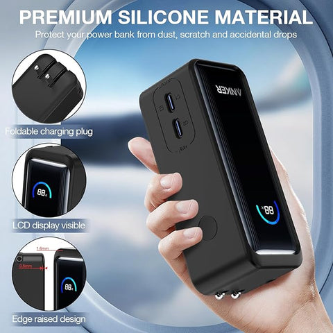 Case for Anker Prime Power Bank 9,600mAh 65W, Soft Silicone Shockproof Protective Cover for Anker 65W Prime Power Bank