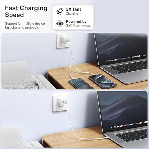 2-Pack, USB C Fast Charger Block, Dual Ports Plug Wall Chargers, 20W USB C Fast Chargers Block Fast Charger Compatible with 16/15/15 Pro/15 Pro Max/15 Plus/S24/S24+/S24U