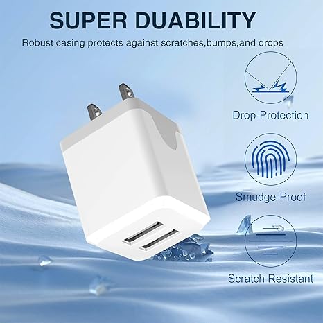 USB Wall Charger，Dual A USB Port Cube Power Plug Adapter，Fast Phone Charger Block Charging Box Brick for Phone 16 15 14 13 12 11 Pro Max 10 Se X 8 7 Plus,and More【2 Pack】