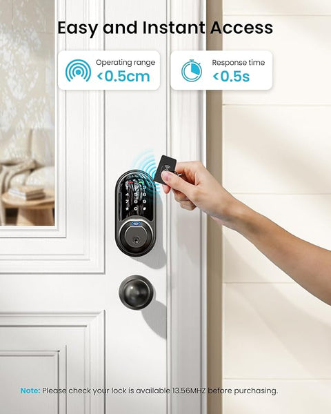 VK01 IC Cards for Smart Lock, 13.56MHz RFID Cards Key Fobs for Keyless Entry Door Lock, Smart Deadbolt Key Compatible to Multiple Apps (3 Pack)