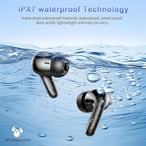 Wireless Earbuds, Bluetooth Headphones 30H Playtime Ear Buds with LED Power Display, IPX7 Waterproof Bluetooth 5.3 Earphones in-Ear Earbuds USB C Charging for Smart Phone