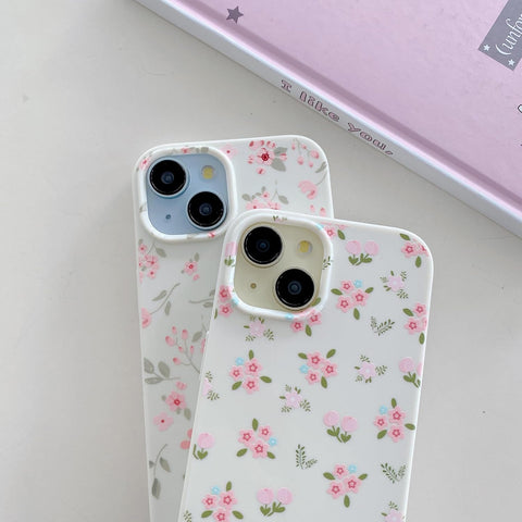 iPhone 15 Case, Cute Pink Floral Flower Pattern Aesthetic Phone Case, Raised Camera Protection Soft Slim TPU Shockproof Protective Phone Cover for Girls Women - Pink