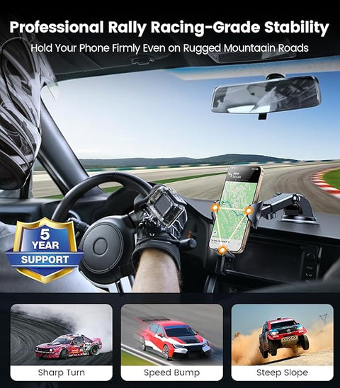 [No.1 Powerful Suction] [Rally Racing-Grade Stability] Phone Holders for Your Car 2025 Upgraded Car Phone Holder Mount Truck Stand for Dashboard Windshield Vent for iPhone Samsung All Phones