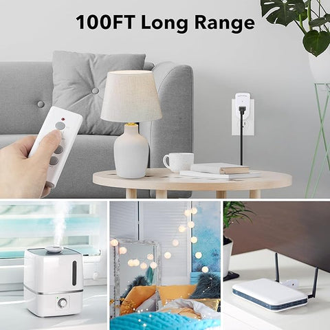 Wireless Remote Control Electrical Outlet Switch for Lights, Fans, Christmas Lights, Small Appliance, Long Range White 10A/1200W, 1 Remote + 1 Outlet