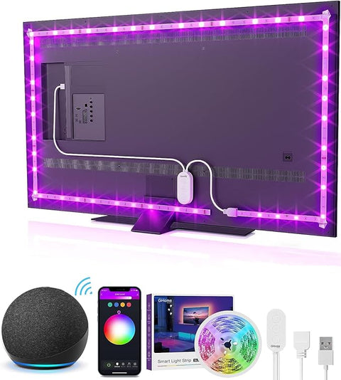 SL1 TV LED Backlight, Smart WiFi Strip Light Compatible with Alexa and Google Home, App Control, Music Sync 16 Million Rgb Red Green Blue 9.2Ft ST1-B
