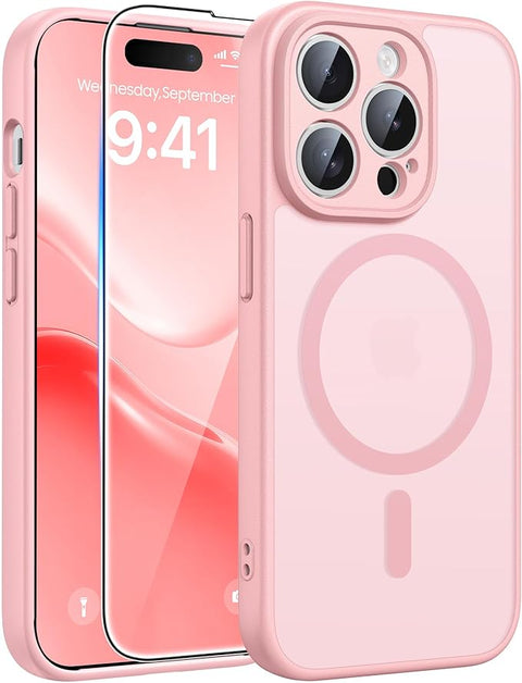 FNTCASE COVER for iPhone 11 12 13 14 15 16 & 17 Phone, Pro and Pro Max | Magnetic Frosted Translucent Slim Shockproof Cell Phone Cover | Military Grade Protection Drop Proof Tough Protective Cases