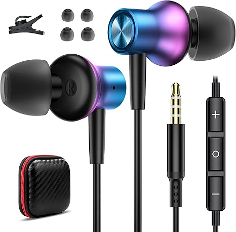 Wired Handsfree 3.5mm Jack Magnetic in-Ear Handsfree Stereo Canceling with Handsfree for iPhone iPad Samsung A15 A14 A13 A03s S10 Motorola One 5G Ace Moto G Play Power Stylus Android