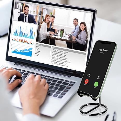 Cell Phone Stand for Desk, Cute Metal Black Cell Phone Stand Holder Desk Accessories, Compatible with All Mobile Phones, iPhone, Switch, iPad -Phone Holder