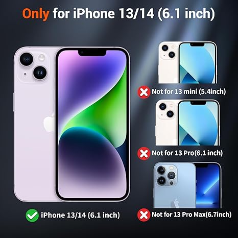 Magnetic for iPhone 14 Case & iPhone 13 Case (Compatible with MagSafe)(Military Grade Drop Protection) Translucent Matte Shockproof Phone Cover,Black