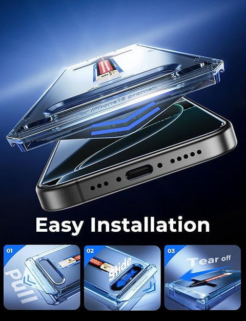 2 Pack for iPhone 16 Pro Max 6.9 inch Tempered Glass Screen Protector, HD Clear, Bubble Free, Easy Installation, Auto Dust-Elimination