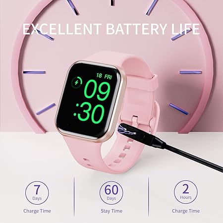 Smart Watch for Men Women, 1.69" Large HD Screen Smartwatches, 25 Sports Mode Smart Watches, IP67 Waterproof Activity Tracker, Fitness Watch with Heart Rate Sleep Monitor, Calorie/Step Counter, Pink