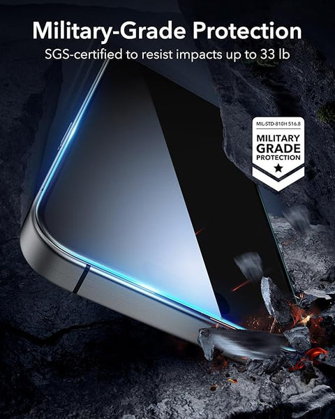 3 Pack for iPhone 16 Pro Max Screen Protector, [9H Hardness] [Military Grade Shatterproof] Tempered Glass Film with Flawless Fit Tray, HD Clear, Scratch Resistant