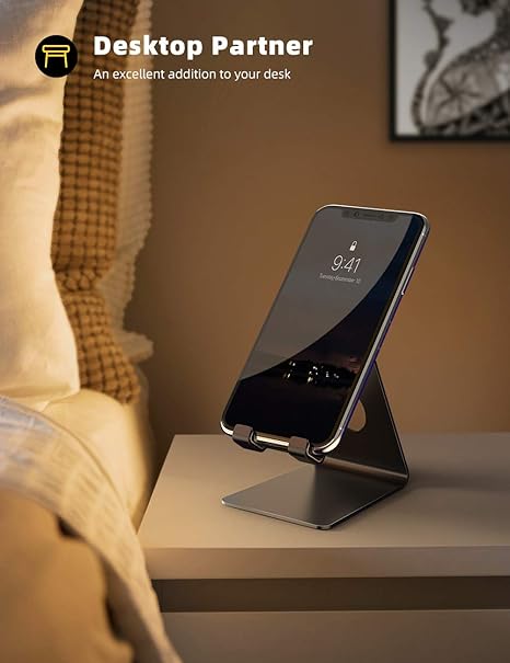 Cell Phone Stand, Phone Dock: Cradle, Holder, Stand for Office Desk - Black -Moblie Holder