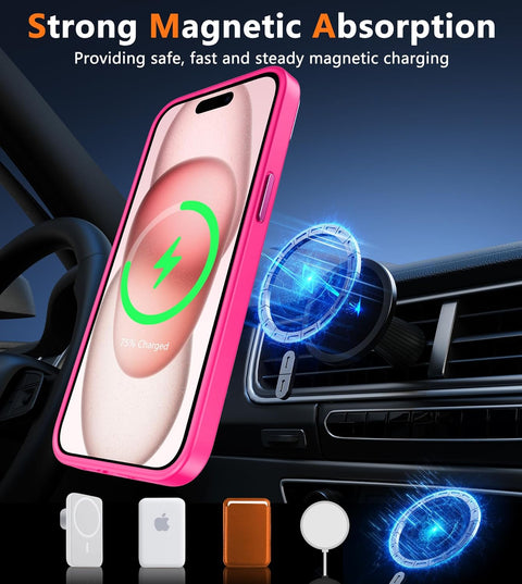 FNTCASE COVER for iPhone 11 12 13 14 15 16 & 17 Phone, Pro and Pro Max | Magnetic Frosted Translucent Slim Shockproof Cell Phone Cover | Military Grade Protection Drop Proof Tough Protective Cases