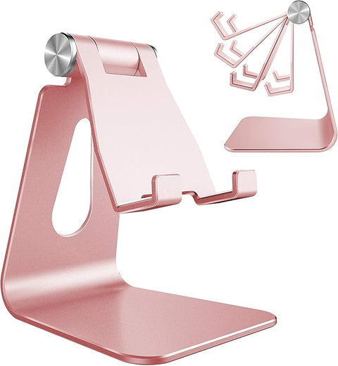 Adjustable Cell Phone Stand, Phone Stand, Cradle, Dock, Holder, Aluminum Desktop Stand Compatible with Phone 16 15 14 13 12 11 Pro Max Plus SE, Accessories Desk, All Mobile Phones-Rose Gold -Phone Holder