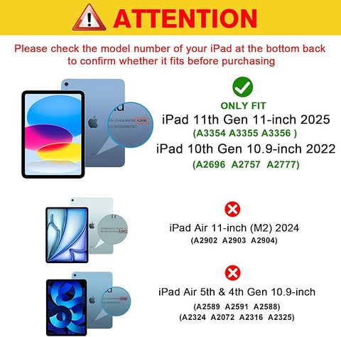 2 Pack Screen Protector for iPad A16 2025 11th/10th 2022 Generation (11-inch/10.9), Tempered Glass Film Guard -Clear