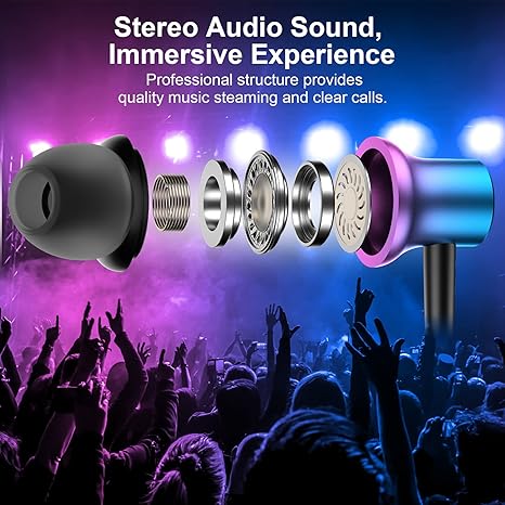 Wired Handsfree 3.5mm Jack Magnetic in-Ear Handsfree Stereo Canceling with Handsfree for iPhone iPad Samsung A15 A14 A13 A03s S10 Motorola One 5G Ace Moto G Play Power Stylus Android