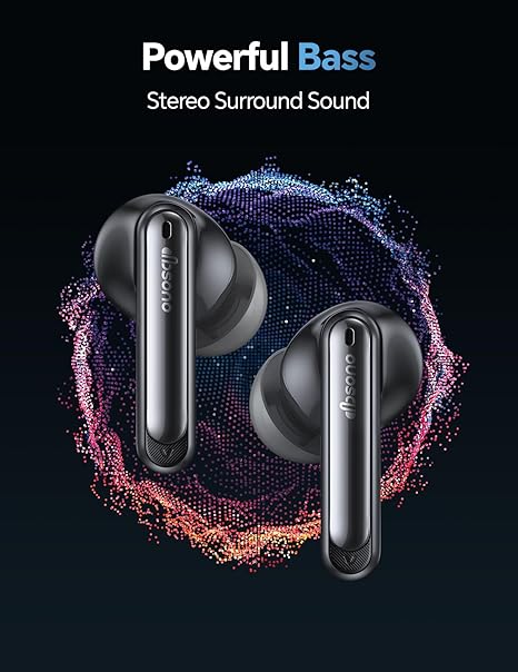 Wireless Bluetooth Earbuds: 5.4 TWS, 13mm Drivers Hi-Fi Deep Bass, 30H Playtime, Touchscreen Control, Mic for Calls, IPX5 Water-Resistant/Sweatproof, USB-C Charging, Gifts for Teens/Women/Men, Black
