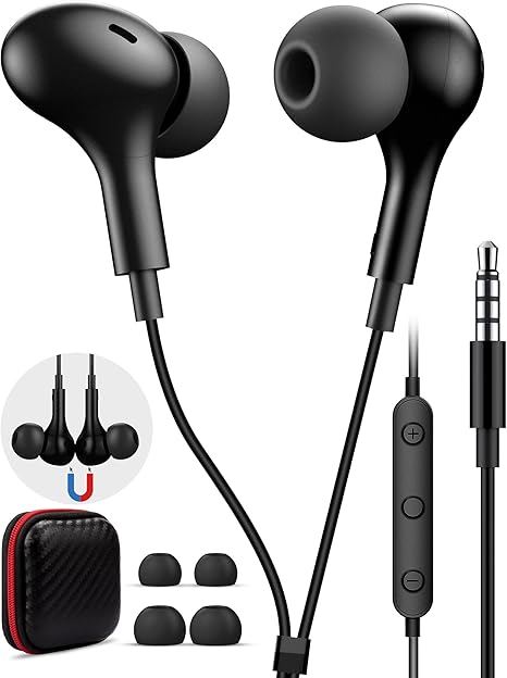 Wired with Handsfree, TITACUTE 3.5mm Jack Handsfree Magnetic in-Ear HandsFree Stereo Clear Audio for iPhone iPad Samsung A13 A03s S10e S10 Motorola One 5G Ace/Moto G Stylus Power Android