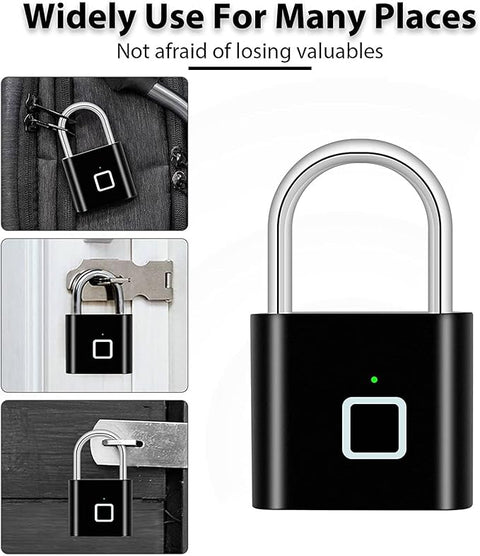 Fingerprint Padlock, Locker Lock, Smart Pad Lock Waterproof Small Portable Padlock with USB Charging for Locker,Luggage, Gym, Suitcas