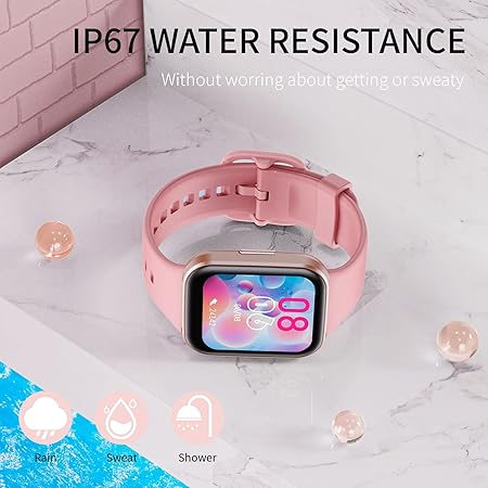 Smart Watch for Men Women, 1.69" Large HD Screen Smartwatches, 25 Sports Mode Smart Watches, IP67 Waterproof Activity Tracker, Fitness Watch with Heart Rate Sleep Monitor, Calorie/Step Counter, Pink