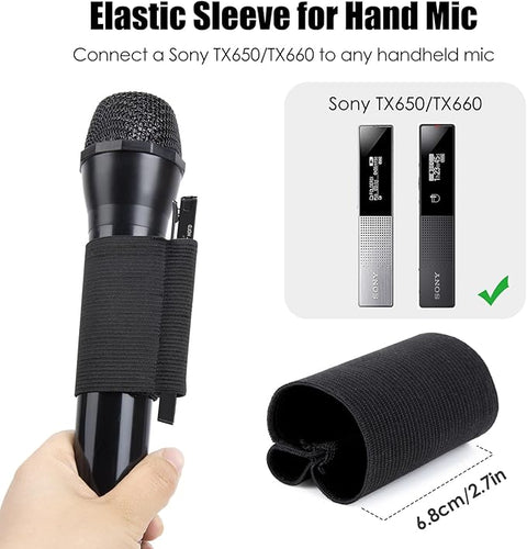 Handheld Microphone Elastic Sleeve - Attach TX660/TX650 and Handheld Mic (Shure SM58, Behringer XM8500) for Clearer Audio for Weddings,Toasts,Interviews and DJ Hosting