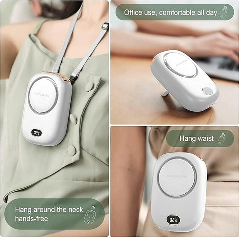 Portable Neck Fan, Mini Small Personal Handheld Fan USB Rechargeable 3 Speed for Girls Boys Woman Eyelash Travel Home Office Outdoor (White)