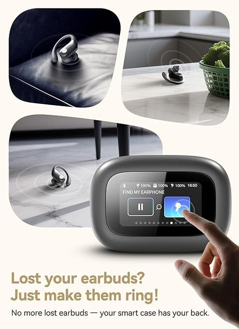 Wireless Earbuds, ANC Noise Cancelling Sport Ear Buds with Multifunctional Touch Screen, Bluetooth 5.4 Headphones, Bass Stereo Sound, 5 EQ Over The Ear Earbuds for Sports/Workout/Gym-Grey