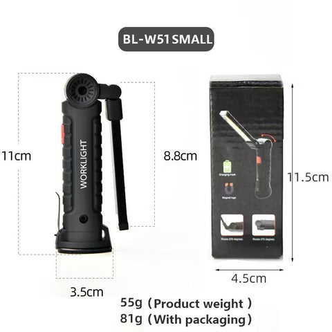 Rechargeable LED Work Light - 360 Degree Rotating Magnetic Base, Handheld Portable Light For Car Maintenance, Mechanical Work, Camping, Emergency - 5 Light Modes -smartlight