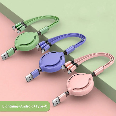 Three-in-one Mobile Phone Data Cable, Free Switching Of Interfaces, Multi-device Charging Is Super Convenient. -Chargers
