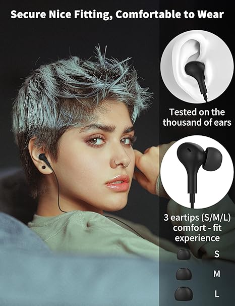 Wired with Handsfree, TITACUTE 3.5mm Jack Handsfree Magnetic in-Ear HandsFree Stereo Clear Audio for iPhone iPad Samsung A13 A03s S10e S10 Motorola One 5G Ace/Moto G Stylus Power Android