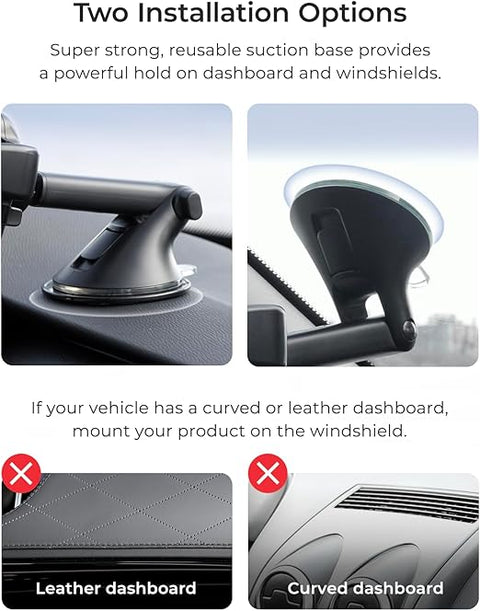 Easy One Touch Advanced Universal Car Mount Dashboard & Windshield Suction Cup Phone Holder for iPhone Samsung, Google, All Smartphones -Moblie Holder