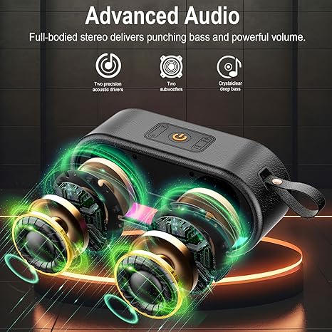 Portable Bluetooth Speaker with LED Lights, 24W Loud Sound Punchy Bass, Portable Wireless Up to 10H Playtime, Built-in Mic Bluetooth 5.3, IPX6 Waterproof Wireless Speaker for Home/Outdoor/Party/Beach
