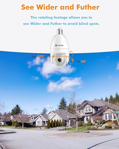 Light Bulb Security Camera -5G&2.4GHz 5MP HD WiFi 6 Home Baby Monitor, Security Cameras Wireless Outdoor Indoor, Night Vision, 2-Way Audio, PIR Mothion Detection and Alerts, Works with Alexa (White)