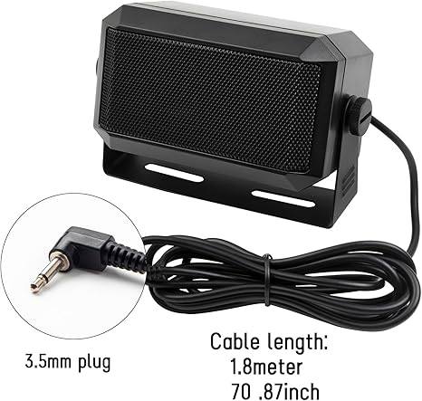 Rectangular External Communications Speaker for Ham Radio or CB & Scanners, 5 Watt, Black Colour