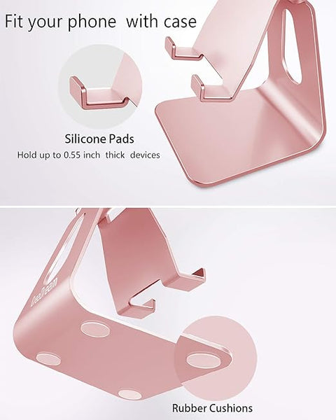 Adjustable Cell Phone Stand, Phone Stand, Cradle, Dock, Holder, Aluminum Desktop Stand Compatible with Phone 16 15 14 13 12 11 Pro Max Plus SE, Accessories Desk, All Mobile Phones-Rose Gold -Phone Holder
