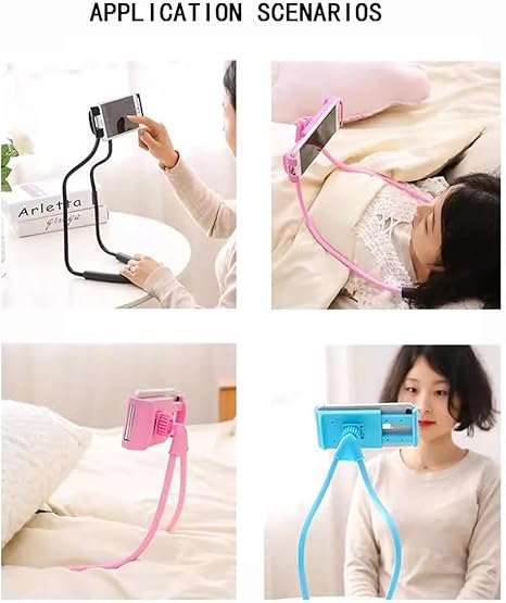 Universal Smart Mobile Phone Stand,Hanging on Neck Cell Phone Mount Holder, Lazy Cell Phone Holder (Black)