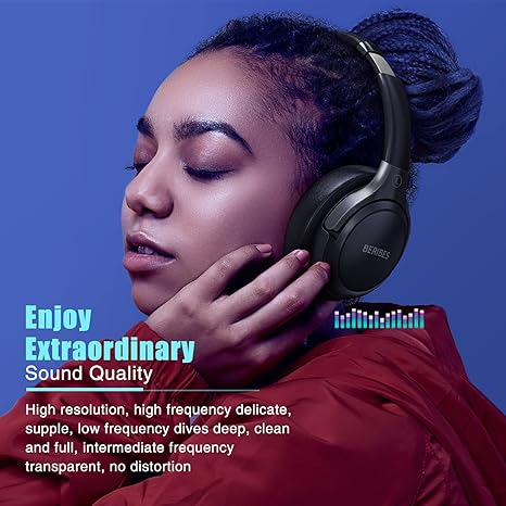 Bluetooth Headphones Over Ear, 65H Playtime and 6 EQ Music Modes Wireless Headphones with Microphone, HiFi Stereo Foldable Lightweight Headsets, Deep Bass for Home Office Cellphone PC Ect.