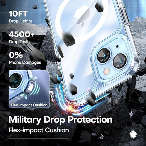 3 in 1 Magnetic for iPhone 14 Case Clear, [Compatible with MagSafe] with 2X Screen Protectors, Military-Grade Drop Protection Shockproof Slim 14 Cover 6.1 Inch