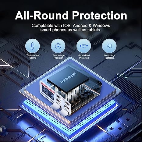 USB Charging Station for Multiple Devices, 40w 6-Ports USB Charger Station, 5USB+1QC3.0 Ports Fast Charging Station Block, Compatible with Phone Watch Pad for Home Office Travel