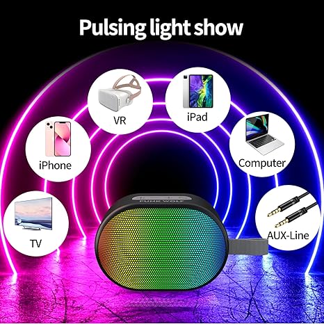 Bluetooth Speakers with Lights, Portable Wireless Speaker, HD Sound, TWS Dual Pairing, Waterproof, Lightweight Compact Size, Night Light Party Speakers, Perfect for Home, Outdoor, Holiday, Travel