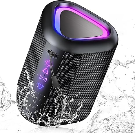 Bluetooth Speaker, 2025 Portable Wireless Speakers with Led Light, Bluetooth 5.4, 24H Playtime, Enhanced Bass, IPX7 Waterproof, Outdoor Speaker for Travel, Sport, Party, Biking.