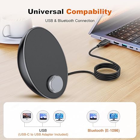 Computer Speakers for Desktop PC - Portable Plug-N-Play Laptop Bluetooth Speakers - External USB Computer Speakers with Easy-Access Volume Knob/Clear Sound for Windows/macOS/ChromeOS/Linux