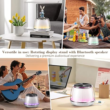 Bluetooth Speaker with 360° Rotation and RGB Lights – Dual Speakers for Music & Display, 2600mAh Battery, Portable Bluetooth Speaker 5.2, Button Controls, USB-C Charging, Multifunctional Use