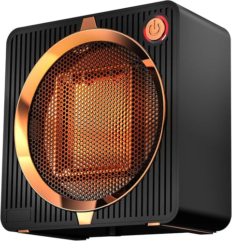 Electric Space Heater, Energy Efficient Portable Space Heaters for Indoor Use, PTC Ceramic Small Desk Heater, Overheating & Tip-Over Protection Mini Personal Heater for Offices Desk Camping Black