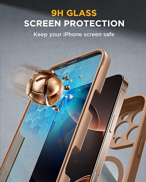 Magnetic for iPhone 16 Pro Max Case 6.9'' [Compatible with MagSafe] Full-Body Phone case with Built-in Glass Screen Protector& Camera Protector,Drop Proof 16 Pro Max Cover,Desert Brown