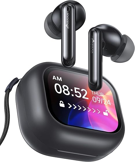 Wireless Bluetooth Earbuds: 5.4 TWS, 13mm Drivers Hi-Fi Deep Bass, 30H Playtime, Touchscreen Control, Mic for Calls, IPX5 Water-Resistant/Sweatproof, USB-C Charging, Gifts for Teens/Women/Men, Black